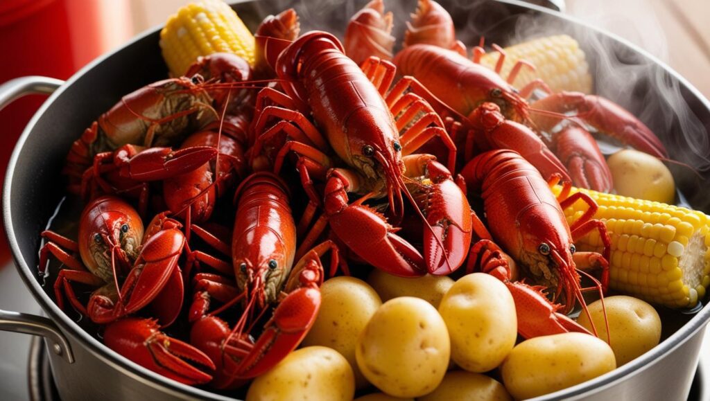 Crayfish Boil with Corn and Potatoes