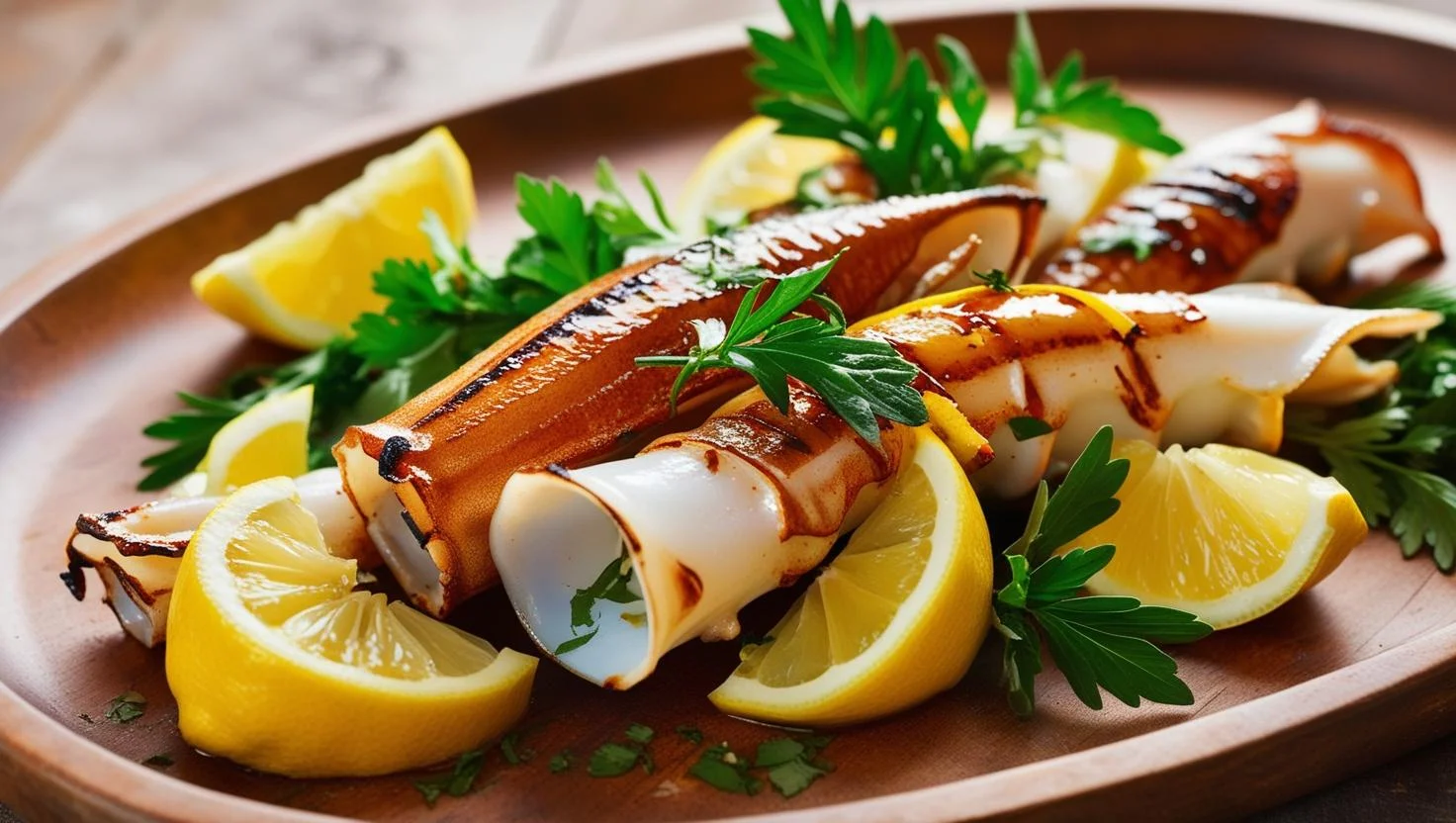 Grilled Squid with Lemon and Herbs A Summer Delight
